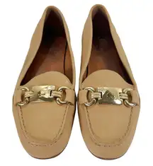 Kate Spade Carson Leather Loafers Beige Tan Flats Driving Shoes