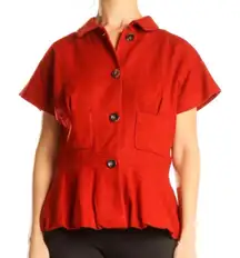 Piazza Sempione Cashmere Short Sleeve Cardigan Top in Red Size Italy 44 US 8