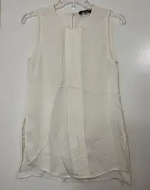 THEORY Ivory Shell split hem silk tank top size small