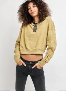 Free People 5 Star Tee Golden Palm Raw Hems Distressed Grunge Sweatshirt M