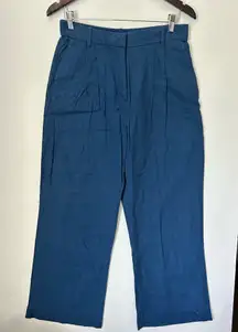 Abercrombie & Fitch Blue Women’s loose wide leg linen blend trousers pants M