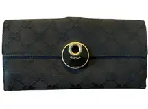 Gucci Authentic Signature GG Black Folding GG Wallet