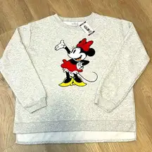 NWT Disney Minnie Mouse Chenille Graphic Hi-Low Split Hem Sweatshirt (XXL)