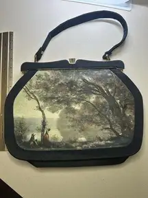 Jean Baptiste Camille Corot's painting, Souvenir de Mortefontaine Silk Handbag
