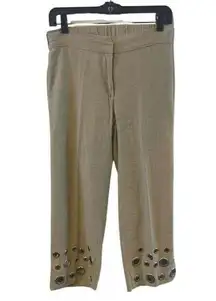 Soft Surroundings Farrah Tan Linen Grommet Cropped Pants PXS