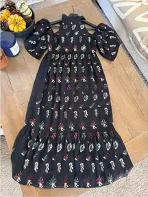 Caballero Coral Reef Dress Peek A Boo Shoulders Maxi Size Medium