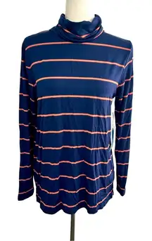 Market & Spruce Size M Navy Blue Striped Turtleneck Top NWT Neutral Layering