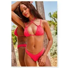 new JMP the Label ミ 2 Piece Skimpy String Bikini Set ミ Mocha Metallic Stripe ミ M