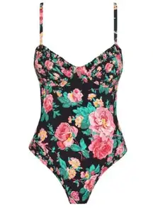 💕FOR LOVE AND LEMONS💕 Rosewater One-Piece Swimsuit ~ Floral Print Small S NWT