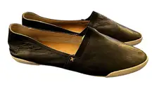 Fry Melanie Leather Slip On Shoe Sz 9.5 Black Flats Look Esther Lined Comfort