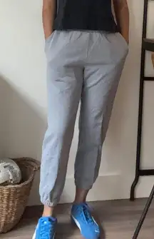 H M Light Gray Sweatpants Joggers Elastic Waist Cuffed Ankle Size M