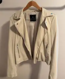 Cream Off White Beige Leather Jacket Faux
