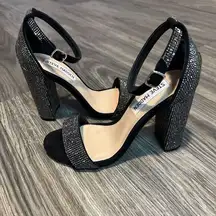 Steve Madden Carrson Black Crystal Ankle Strap High Heels Size‎ 6