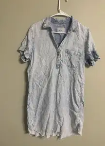 Rails Valerie Shirt Dress Womens Size Small 4-6 Acid Wash Chambray Raw Hem