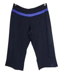 Nike Black and Purple Cropped Activewear Pants Size Medium Nike Capri Pants