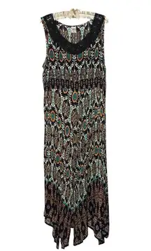 Bila Maxi Dress XXL Asymmetrical Flowy Crochet Gypsy‎ Boho Hippie Cottage 2XL
