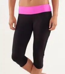 Lululemon Run: Fast And Free Crop Black  Pow Pink size 6