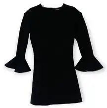 DAVID KOMA size UK 12 US 8 Black flared bell sleeve mini Cocktail party Dress