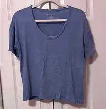 Distressed American Eagle Outfitters Women's Blue Top