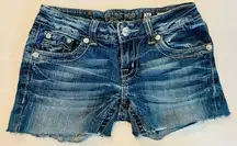 Miss Me Skinny jeans cutoff raw edge denim shorts size 26