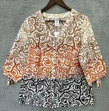 Just my size JMS woven tunic top womens 1X geometric all over print artsy boho