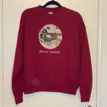 American Vintage Vtg Grandmacore Cabin Crewneck America's Heartland Embroidered Sweatshirt Sz L