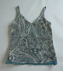 WHITE HOUSE BLACK MARKET WHBM Blue Paisley Dress Tank Top Size XXS