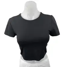 Aritzia Babaton Contour Black Crewneck Short Sleeve Crop Tee T-shirt Top Size M