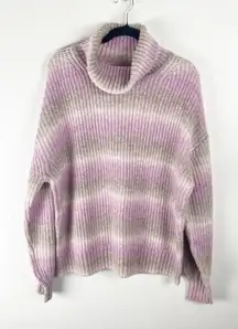 GAP Pink Space-dye Wool Blend Shaker Stitch Knit Turtleneck Sweater Size Large