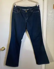 Banana Republic Dark Wash Curvy Bootcut Zip Up Blue Denim Jeans A208