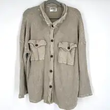 Bucket‎ List Thermal Waffle Henley oversized size medium Tan Boho Streetwear