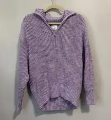 Aerie Offline Purple Knit Half Zip Sweater Size Small