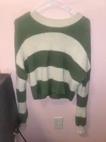 green and white striped sweater