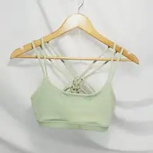 lululemon sports bra strappy back light green color size 4 (A-9)