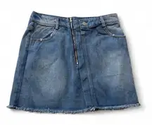 Denim Zipper Fringed Skirt‎