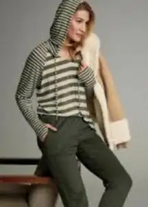 CAbi Olive Green & Oatmeal Striped Playoff Hoodie 3995