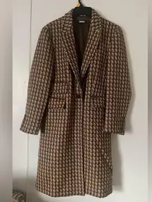 DKNY Brown and Cream Patterned Blazer
