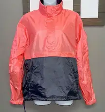 L.L. Bean Salmon/Grey HalfZip Pullover Long Sleeve Adjustable Windbreaker-Medium