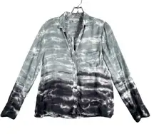 Young‎ Fabulous & Broke Shirt Tie Dye Button Down Hippie Blue White Womens XS