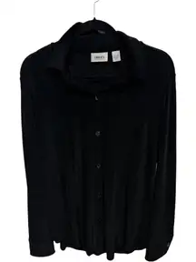 Chico's Vintage Black Button down long sleeve shirt Size 1 medium formal dressy