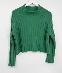 American Eagle Green Mock Neck Sweater Size Large Soft Cozy Boho Fall Girl