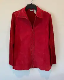 Red Leather Paneled Jacket Size XL