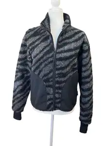 Varley Napoli Sherpa Jacket Black & Gray Zebra Women's Size XS Full Zip Boucle