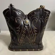 Hand made Tony Llama Western Leather Handbag Boot Stitch Star Concho Tote