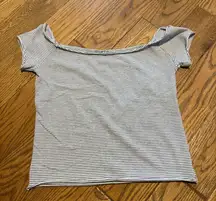 John Galt White and Light Blue Striped Top