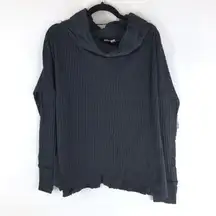 Free People Juicy Long Sleeve Top Cowl Neck Thermal Oversized Open Back Black XS