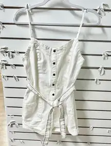 Splendid La Paz Twill Sleeveless Button Snap Belted Romper Antique White Women S