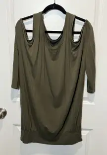 Express Cold Shoulder Hunter Green Top Large Women’s Casual Work Office L