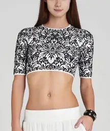 BCBG Maxazria Floral Sweater Crop Top