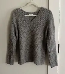 Vince merino wool blend v neck sweater in grey